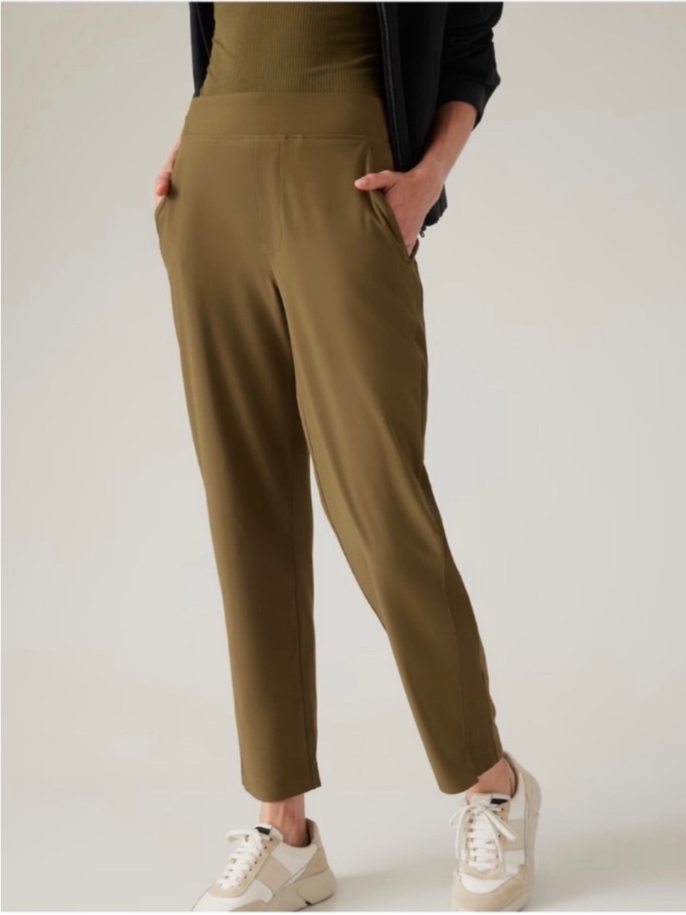 Athleta Brooklyn Mid Rise Ankle Pant Acai Olive Womens Sz 16 Green Brown Stretch